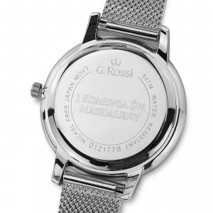 srebrny zegarek z grawerem