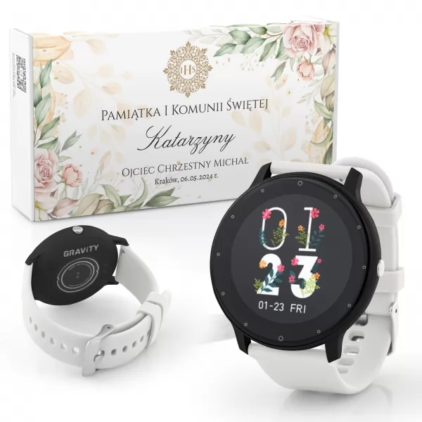 Zegarek smartwatch Gravity GT1-11 na komunię dla dziewczynki - Krokomierz