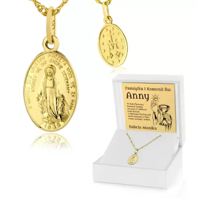 Medalik złoty Matka Boska Cudowna pr. 585 dla chłopca - Liturgia