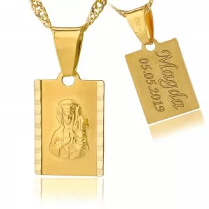 złoty łańcuszek z medalikiem 585 i grawerem