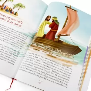 ilustrowana biblia na komunię z nadrukiem Dar Boży na prezent