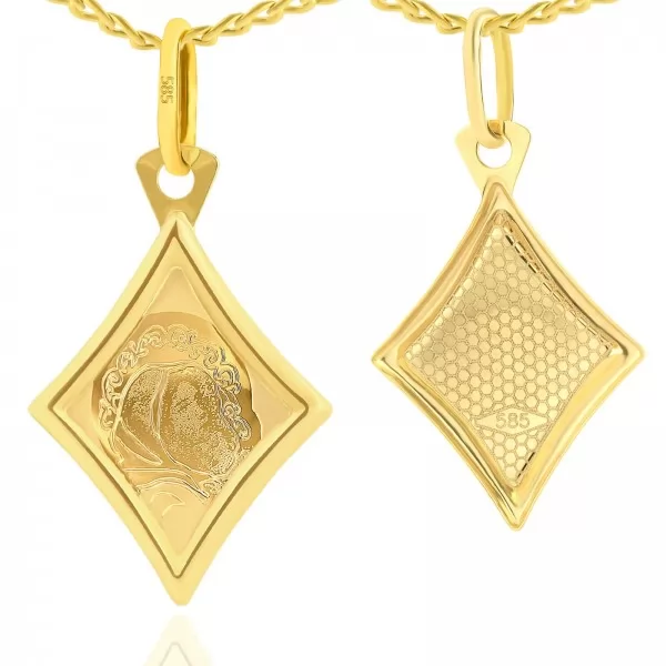 Złoty łańcuszek z medalikiem 585 prezent komunijny - Matka Przenajświętsza