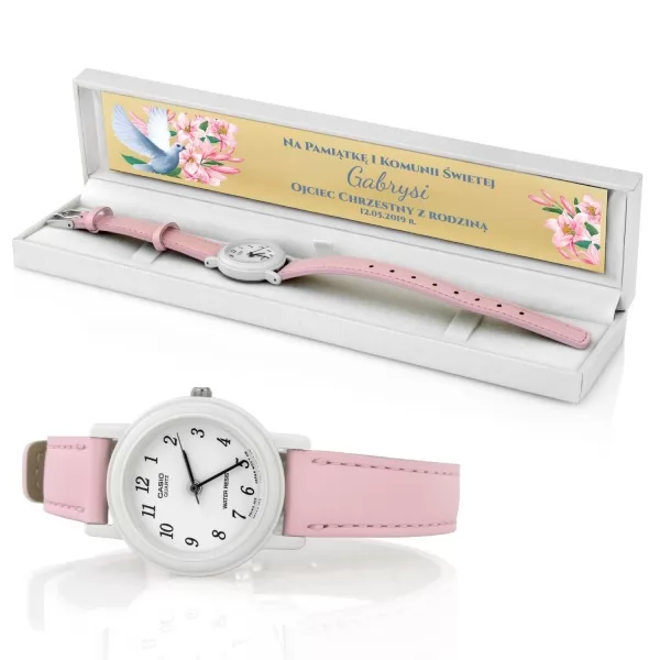 Zegarek CASIO z nadrukiem dedykacji dla dziewczynki - Kwiaty Lilii